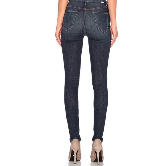 Mother Dark Wash Looker Ankle Fray Medium Rise Distressed Knee Skinny Jeans 29 - Picture 12 of 15